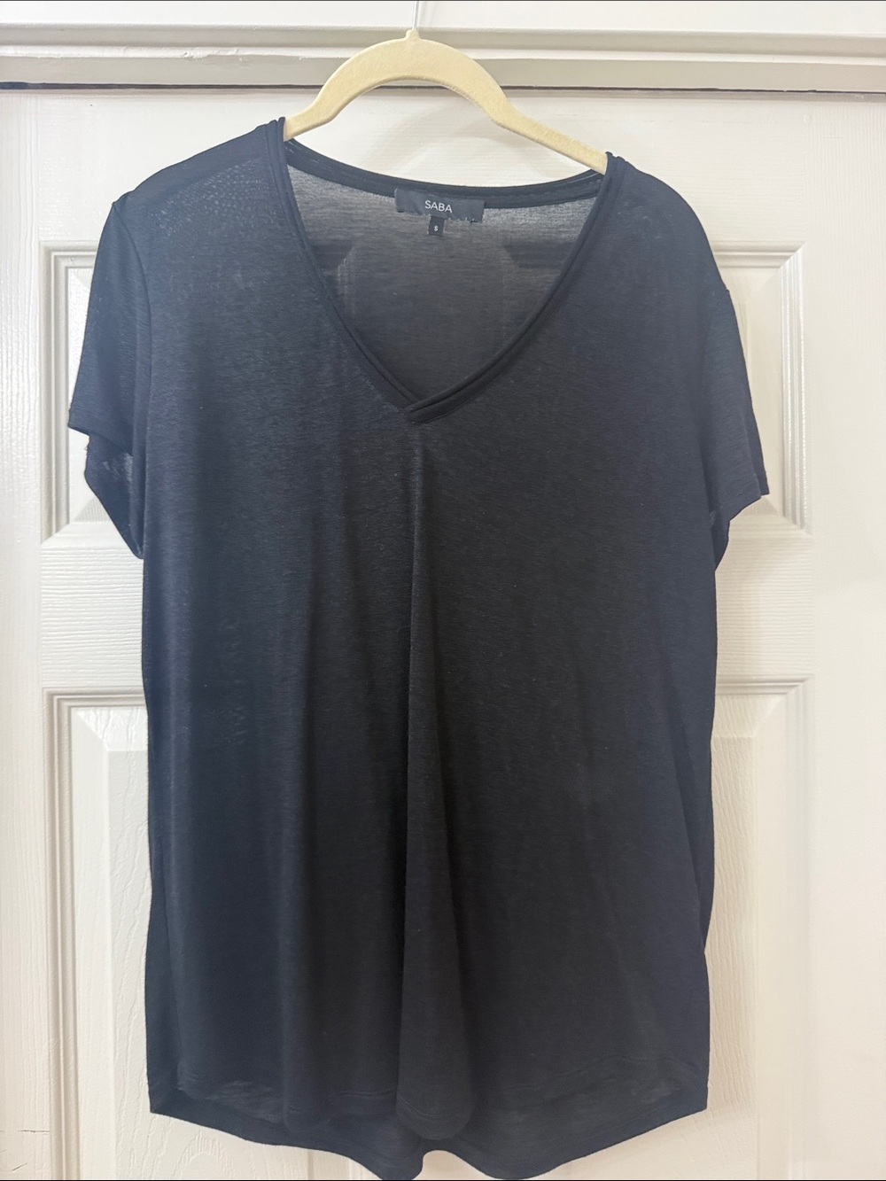Saba Black V-Neck Short Sleeve Tee